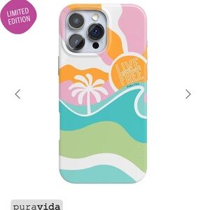 Pura Vida Live Free iPhone Case - Pink, Orange, Green, Blue